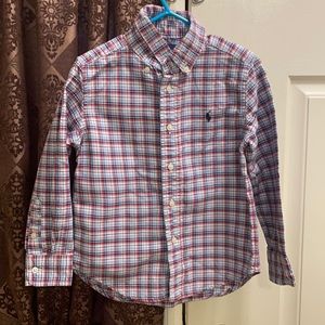 Toddler boys long sleeve button up shirt.